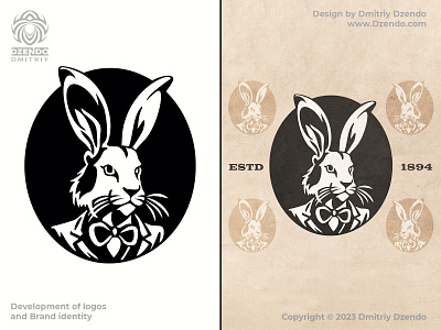 Rabbit Gentleman Logo animal beautiful branding bunny fancy gentleman hare logo portrait rabbit style vintage