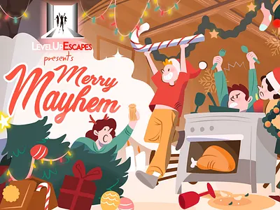 Escape room promo animation christmas escaperoom illustration loop motion graphics vector