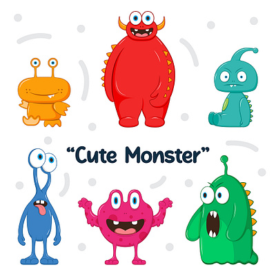 Cartoon Monster Illustration Vol.2 3d animation branding cartoon cute design emoticon graphic design icon illustration logo monsters motion graphics ui ve vector