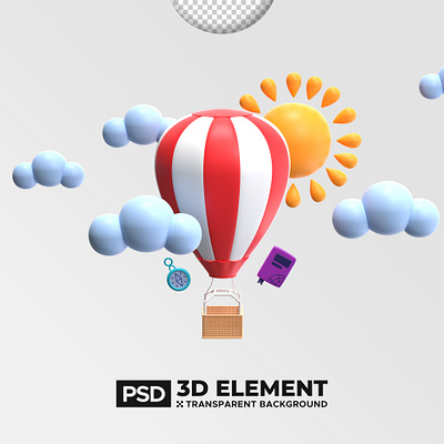 Vocation Items Vol.4 3d 3d object air air ballon balloon branding cloud design emoticon graphic design icon illustration logo sun traveller travelling ui vector vocaton