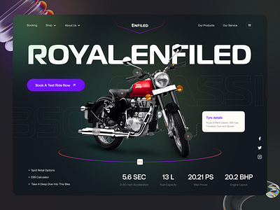 "ENFILED - Unleash the Adventure" bike buy car classic car clean cycle dark mode design header landing page minimal motor cycle orbix studio royal enfield ui ui design userinterface ux website