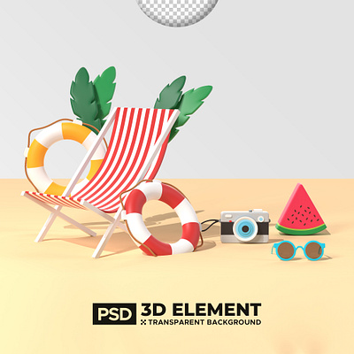 Vocation items Vol.6 3d 3dobject beach blender branding coast design emoticon graphic design icon illustration logo sea travelling ui vector vocation watermelon