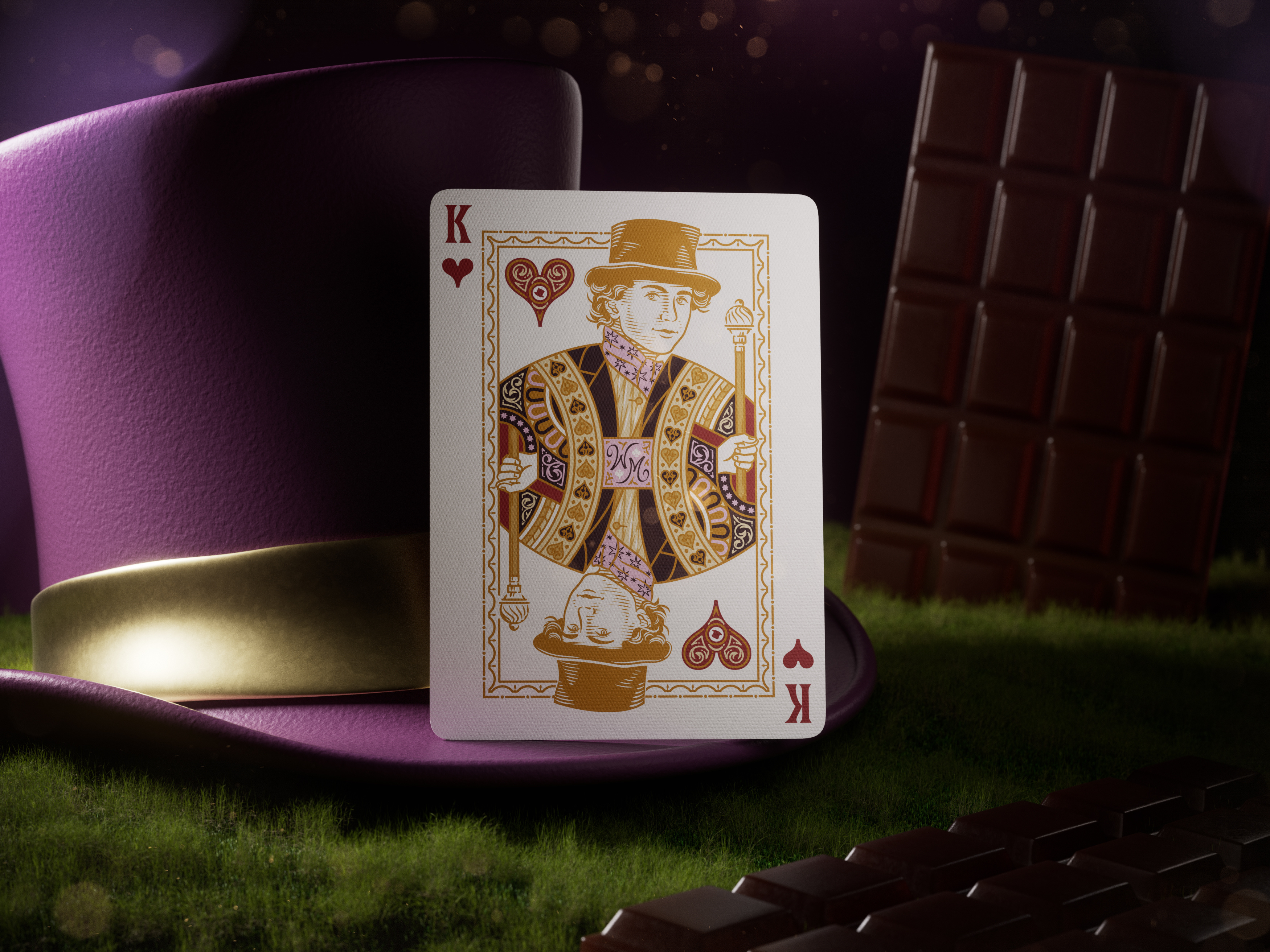 Wonka Playing Cards (King of Hearts) badge design engraving etching illustration illustrator peter voth design playing cards theory11 vector