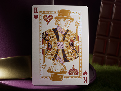 Wonka Playing Cards (King of Hearts) badge design engraving etching illustration illustrator peter voth design playing cards theory11 vector