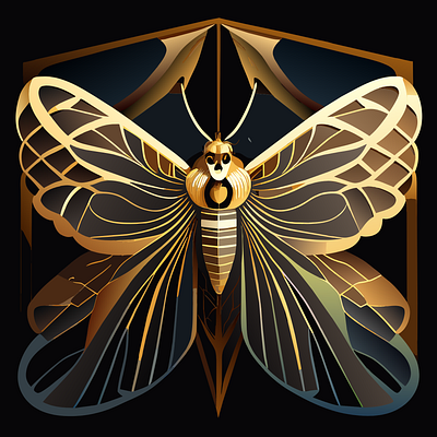 moth in gold vector illustration app branding design graphic design illustr illustration logo ui ux vector