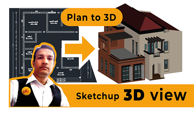 floor plan to 3D Sketchup project. 2d 3d 3d view autocad drawing floor plan sketchup