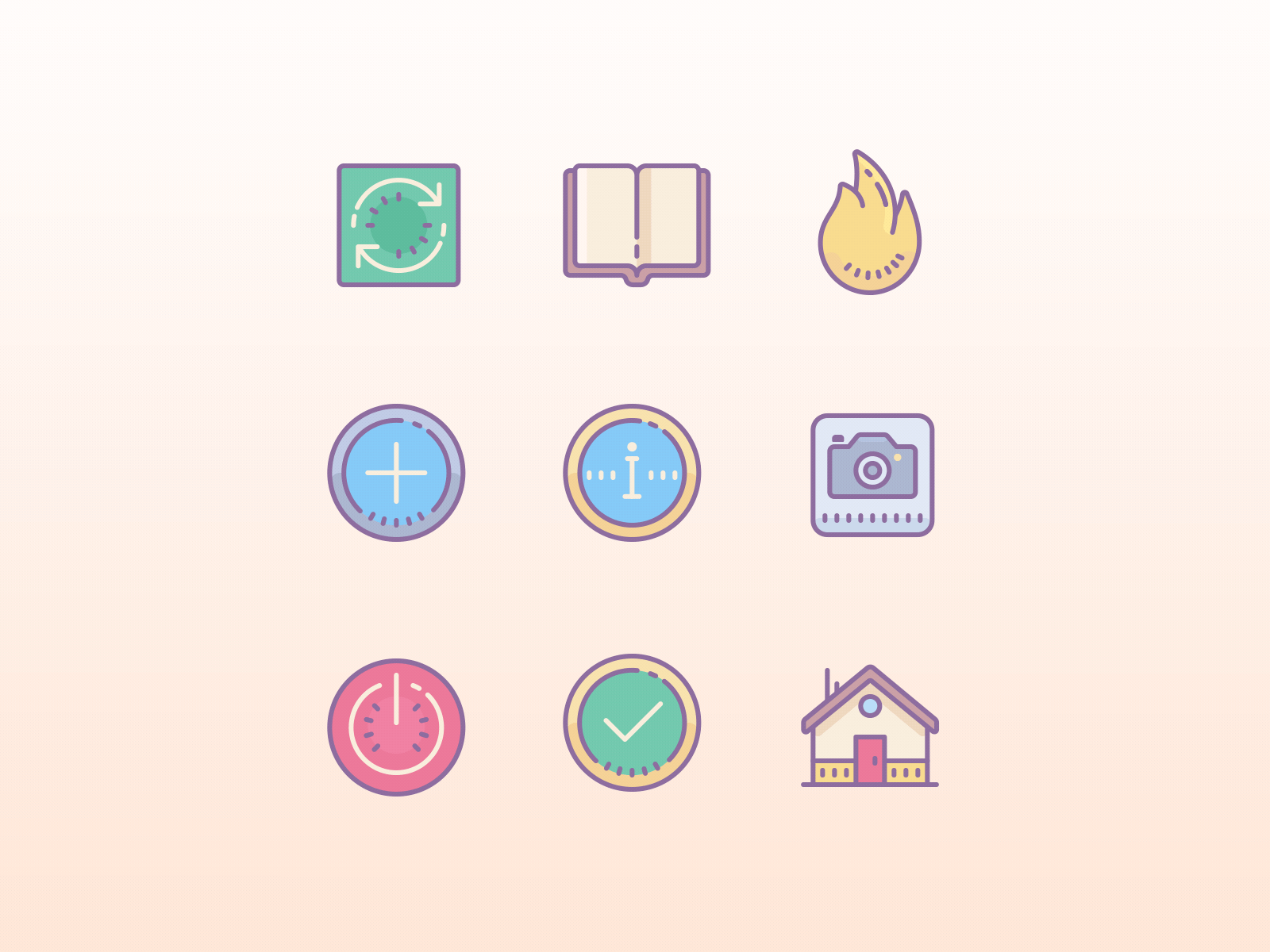 Animated icons add animation book camera check fire graphic design home house icons info literature motion graphics ok photo plus refresh shoutdown