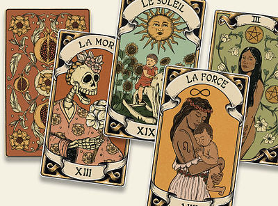 Sacred Sisterhood Tarot antique cards deck digital esoteric graphic design illustration magic marseille rider tarot vintage