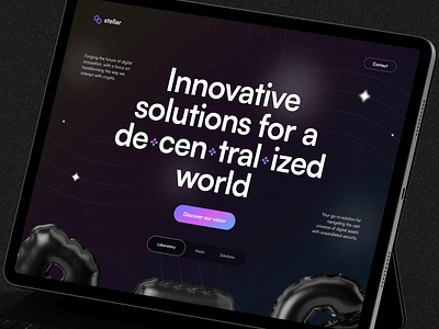 Landing Page for Stellar 3d business clean crypto cryptocurrency dark mode design hero banner landing page modern ui user interface ux web design web3