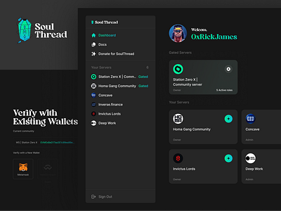 SoulThread | Verify your crypto assets bot crypto dashboard discord flat metamask minimal server soulthread ui ux walletconnect web3