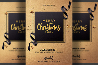 Christmas Invitation black christmas christmas flyer invitation christmas invitation christmas template classy december dinner elegant gold holiday invitation merry christmas new year nye party party flyer red vip x mas