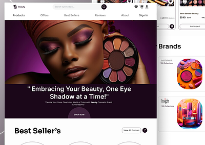 E-commerce Eyeshadow Cosmetic Landing page cosmeti cosmeticsbeauty design designproduct ecommerce ecommercegraphic eyeshadow landingpage lipstick makeupbeauty marketplace online ordercosmetic products productsbeauy skincare store storeshopping ui website