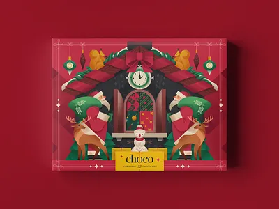 Christmas Chocolates Box Design box of chocolates branding candies chocolates christmas christmas packaging design design studio digital art digital illustration food branding graphic design illustration illustrator marketing new year packaging packaging design seasonal greetings sweets