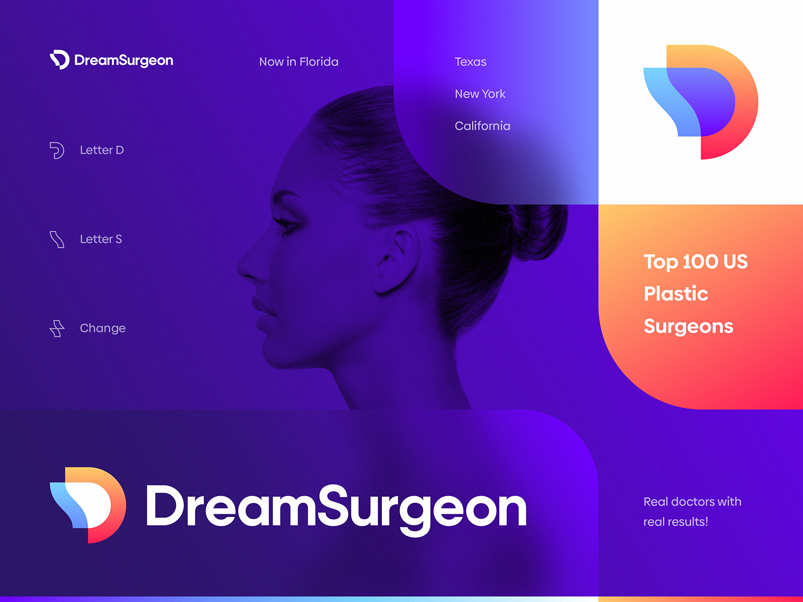 Dream Surgeon Logo & Branding beauty branding care doctor health hospital icon identity lettering logo medical medtech plastic saas surgeon surgery tech transformation wellbeing wellness