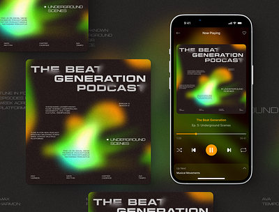 Podcast App & Cover app branding cover dark figma gradient music player ui ux