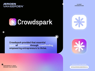 Crowdspark - Logo Design branding creative logo crowd digital empower fund invest jeroen van eerden logo logos minimal logo modern logo platform share spark star visual identity design