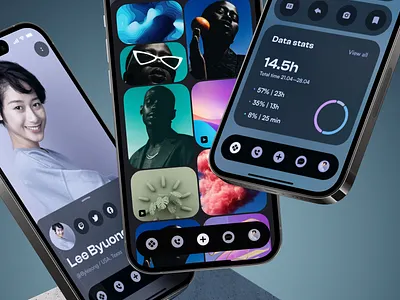 MEM UI kit – Main, stories and profile for messenger app app application ios messenger mobile navigation profile social stories ui ui kit ux vigets