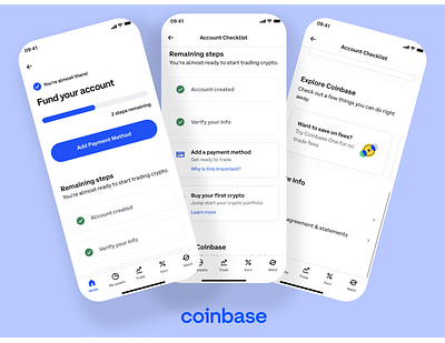 Onboarding flow of Coinbase- cryptocurrency exchange app branding graphic design ui