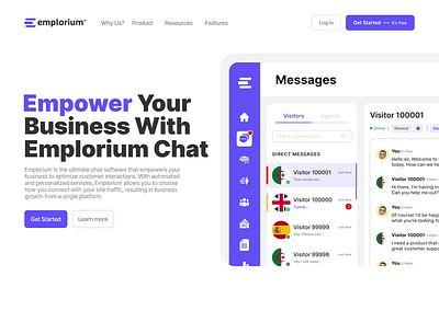Emplorium - Website Design animation branding chat live chat messaging minimal modern motion graphics ui uiux ux webapp website