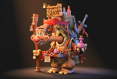 Turtle Trader 3d 3dcharacter animation character character design graphic design maya shop turtle