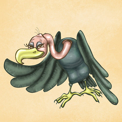 Flirting vulture adobe illustrator adobe photoshop bird of prey character design digital 2d illustration vulture