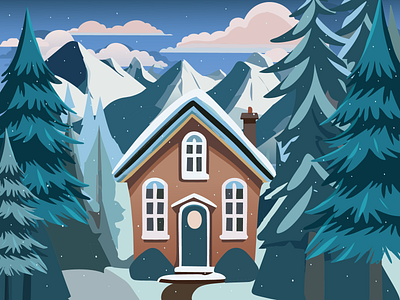 Winter house dark design forest forest house graphic design house illustration snow winter winter house