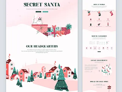 Secret Santa - Merry Christmas! christmas concept design gifts happy holidays holiday home page layout merry christmas minimal presents santa claus secret santa snow sparkles ui webdesign website xmas