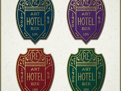 Hotel Branding Badge antique background badge badge design branding classy ephemera hotel hotel branding matchbox paper playing cards retro stamps surface texture art typography vintage vintage design visual identity