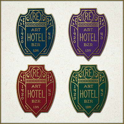 Hotel Branding Badge antique background badge badge design branding classy ephemera hotel hotel branding matchbox paper playing cards retro stamps surface texture art typography vintage vintage design visual identity