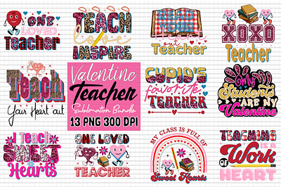 Valentine Teacher Sublimation Design Bundle valentine sublimation designs