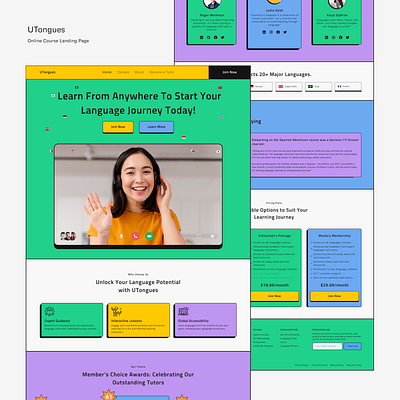 UTongues - Course Website Landing Page branding company profile design graphic design landing page responsive typography ui ux website