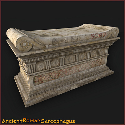 Ancient Roman Sarcophagus 3D model 3d 3d model ancient rome baked materials blender digital environment game art lowpoly materials midpoly pbr props sketchfab sketchup substance 3d painter textured