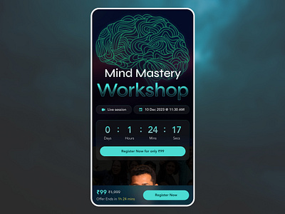 Mind Mastery Workshop Redesign dark theme glassmorphic glassmorphism mind mobile view website workshop