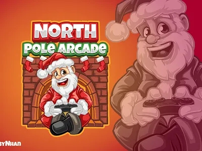 North Pole Arcade cartoon cartoon character cartoon logo cartoon mascot christmas design illustration logo logo creation logo maker mascot mascot logo santa claus streamer streaming video games