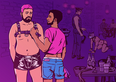 Illustration for "A gay man" book bar bdsm book club gay illustration lgbt man men queer trans vector