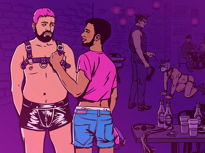 Illustration for "A gay man" book bar bdsm book club gay illustration lgbt man men queer trans vector