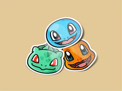 Squirtle, Bulbasaur & Charmander ash branding bulbasaur charamander cute design game graphic design icon icon set illustration japan manga nintendo pikachy pokeball pokecenter pokemon pokemon go vector