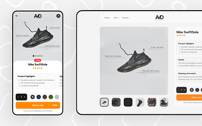 A/D - Dynamic Sneaker Shop branding dynamic ecom ecommerce landing page mobile product page ui ux