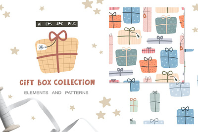 Gift Box Collection birthday celebrate christmas mood collection december festive gift box happy new year holiday holiday clipart holiday party merry christmas new year party pattern presents seamless pattern surprise party winter winter holidays