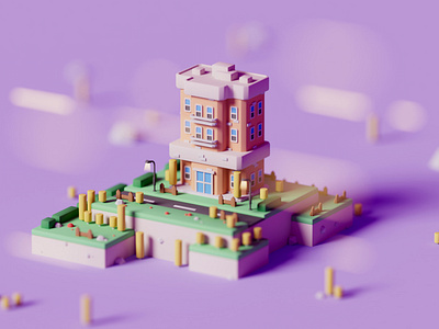 Building 3d building game isometric lowpoly