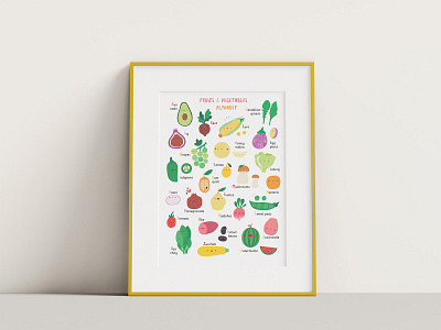 Fruits and Vegetables Alphabet alphabet characters childish children illustration cute food illustration fruits vegetables