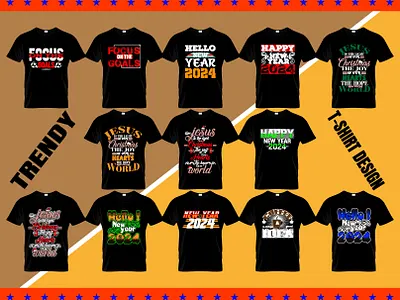 Trendy T-Shirt Designs 2024 branding coffee cristmas focus graphic design happy hello jesus merry new year santa santa cluse t shirt t shirt design trendy typography
