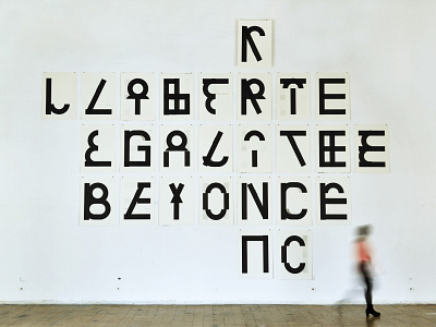 Liberté Egalité Beyoncé exhibition graphic design installation offset print typography