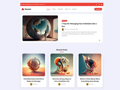 Roxeen | Personal Blog & Magazine WordPress Theme blog template blog theme magazine template personal blog personal template