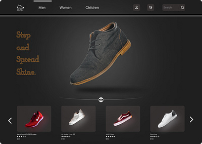 footwear website design logo typography ui ux