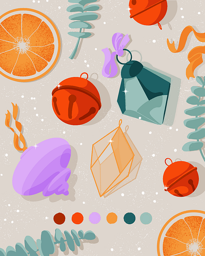 Christmas Flat Lay Illustration bells christmas drawing festive holiday illustration season sketch sparkle texture