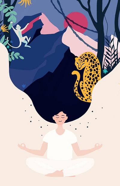 Breathe affiche animal illustration meditation poster