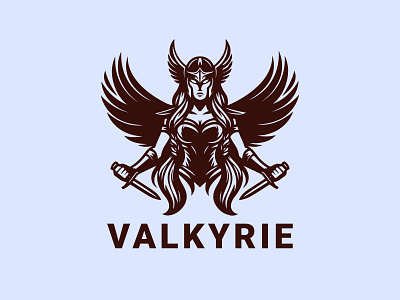 Valkyrie Logo armor athens britannia female girl gladiator hero kingdom myth power simple sword viking warrior