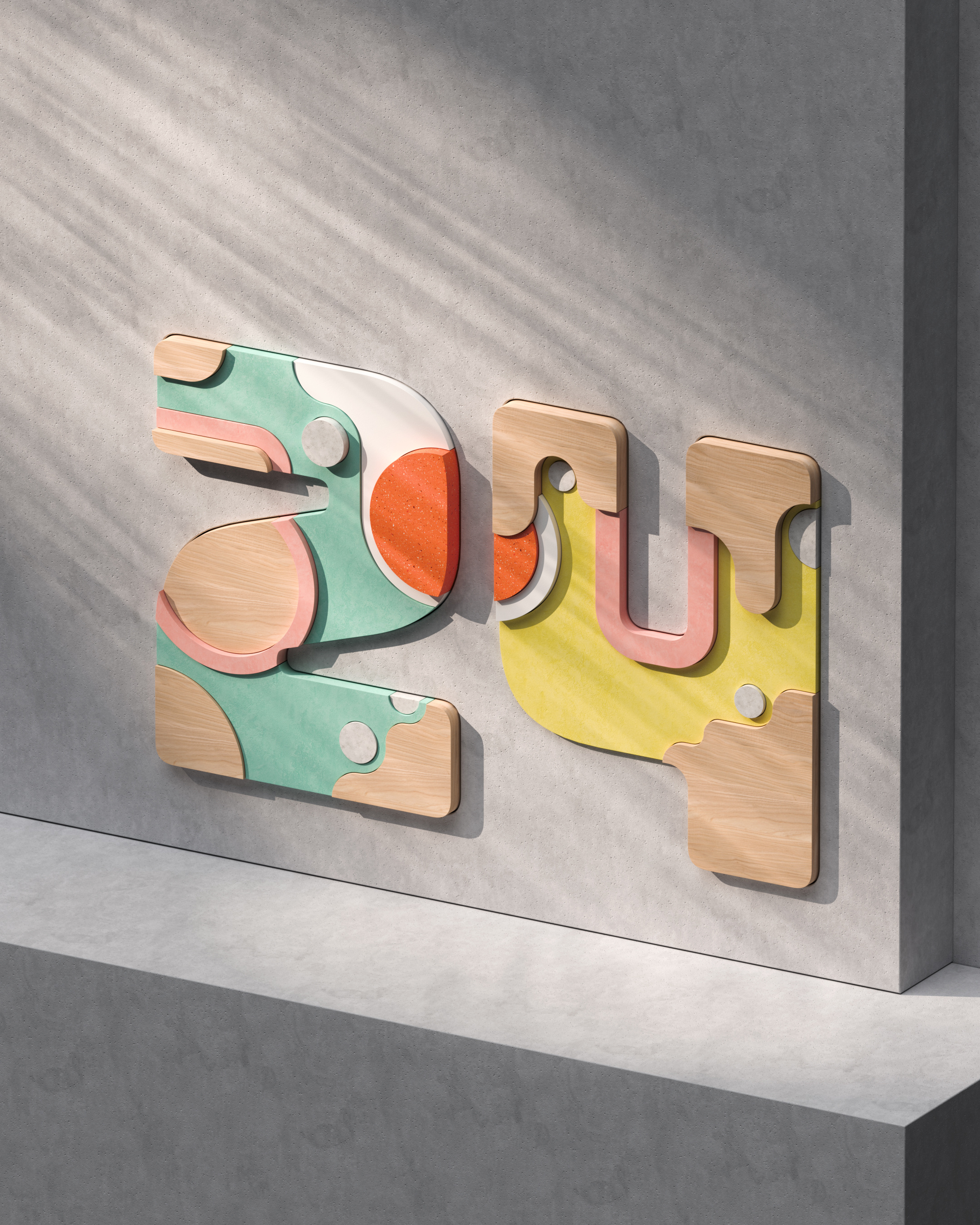 Numbers in concrete 3d 3dillustration abstract art c4d concept design graphic design illustration numbers redshift render shapes wallpaper