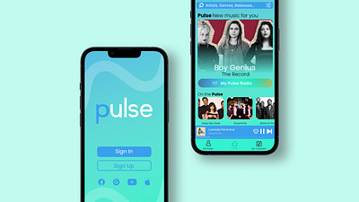 Pulse Music Player Mobile App app blue branding concept design graphic design logo mobile app music player ui ux